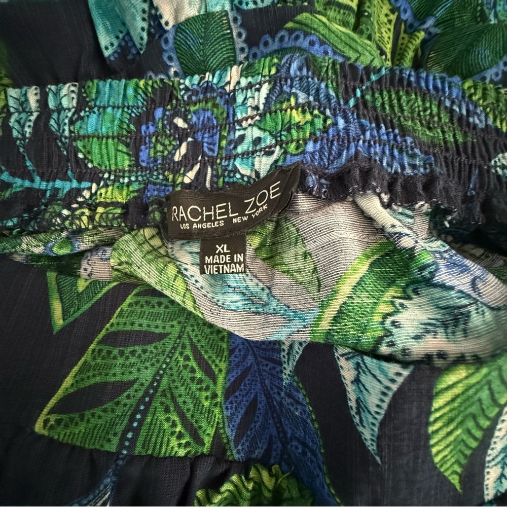 Rachel Zoe Blue and Green Leaf/ Flower Print Long Pull On Skirt Set XL - Picture 3 of 13